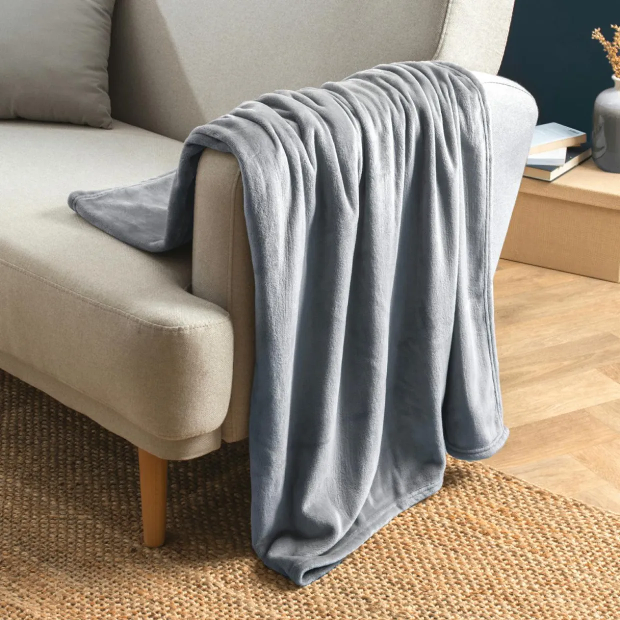 Plaid doux flanelle (130 x 180 cm) Didou Gris clair