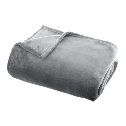 Plaid doux flanelle (220 x 240 cm) Didou Gris clair
