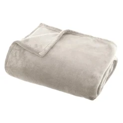 Plaid doux flanelle (180 x 230 cm) Didou Beige grège
