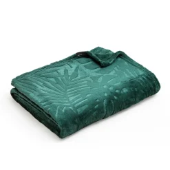 Plaid doux flanelle (180 x 230 cm) Flore Vert