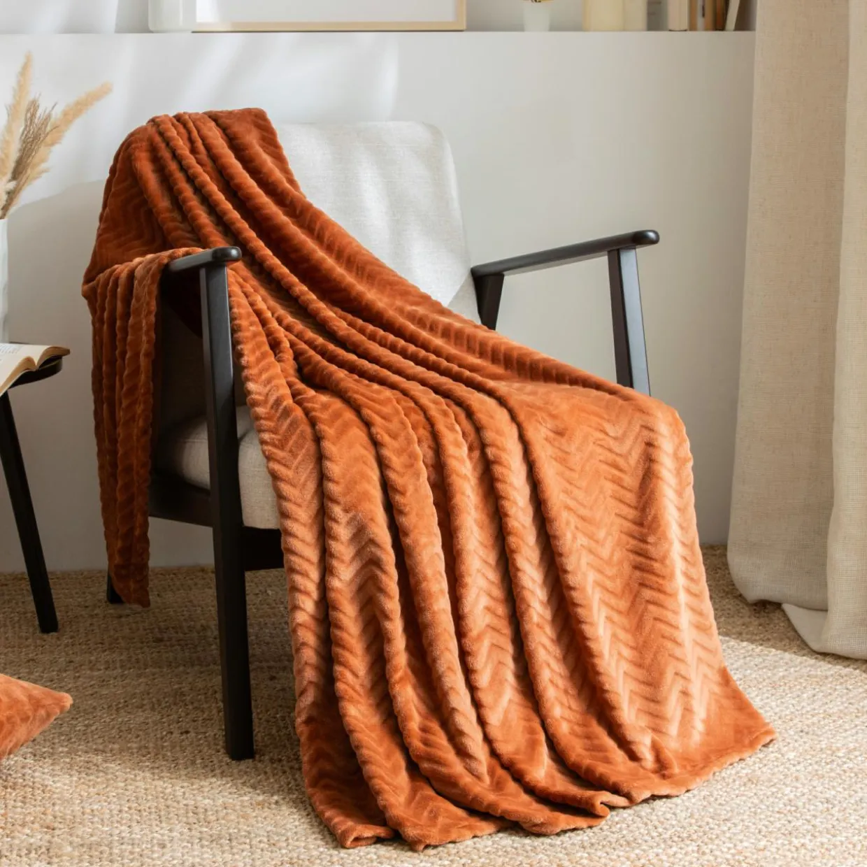 Plaid doux flanelle (125 x 150 cm) Zag Cuivre