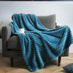 Plaid doux (125 x 150 cm) Dune Bleu