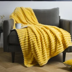 Plaid doux (125 x 150 cm) Dune Jaune