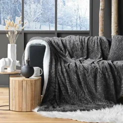 Plaid fausse fourrure (150 cm) Toronto Taupe foncé