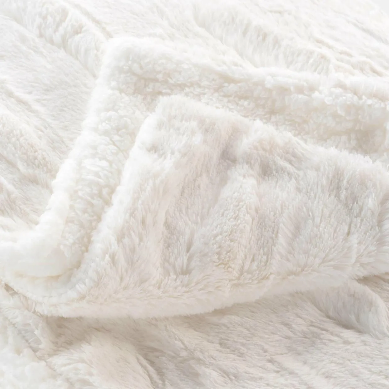 Plaid fausse fourrure (125 x 150 cm) Foxy Ecru