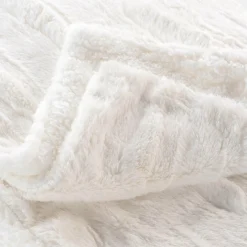 Plaid fausse fourrure (180 x 220 cm) Foxy Ecru