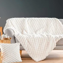 Plaid fausse fourrure (220 x 240 cm) Frosty Ecru