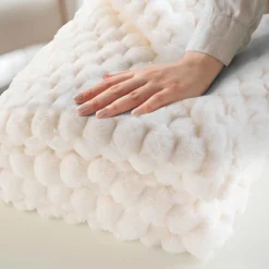 Plaid fausse fourrure (220 x 240 cm) Frosty Ecru