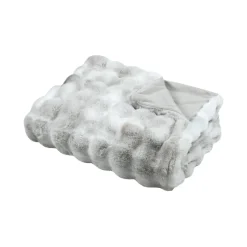 Plaid fausse fourrure (130 x 150 cm) Nebraska Gris perle
