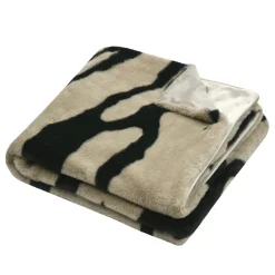 Plaid fausse fourrure zèbre (130 x 160 cm) Fauves Taupe