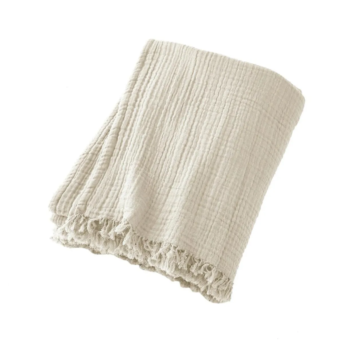 Plaid gaze de coton (130 x 160 cm) Gaïa Beige pampa