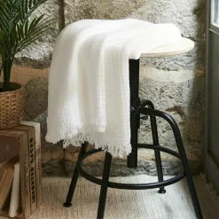 Plaid gaze de coton (130 x 160 cm) Gaïa Blanc chantilly