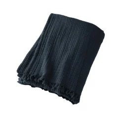 Plaid gaze de coton (130 x 160 cm) Gaïa Bleu nuit