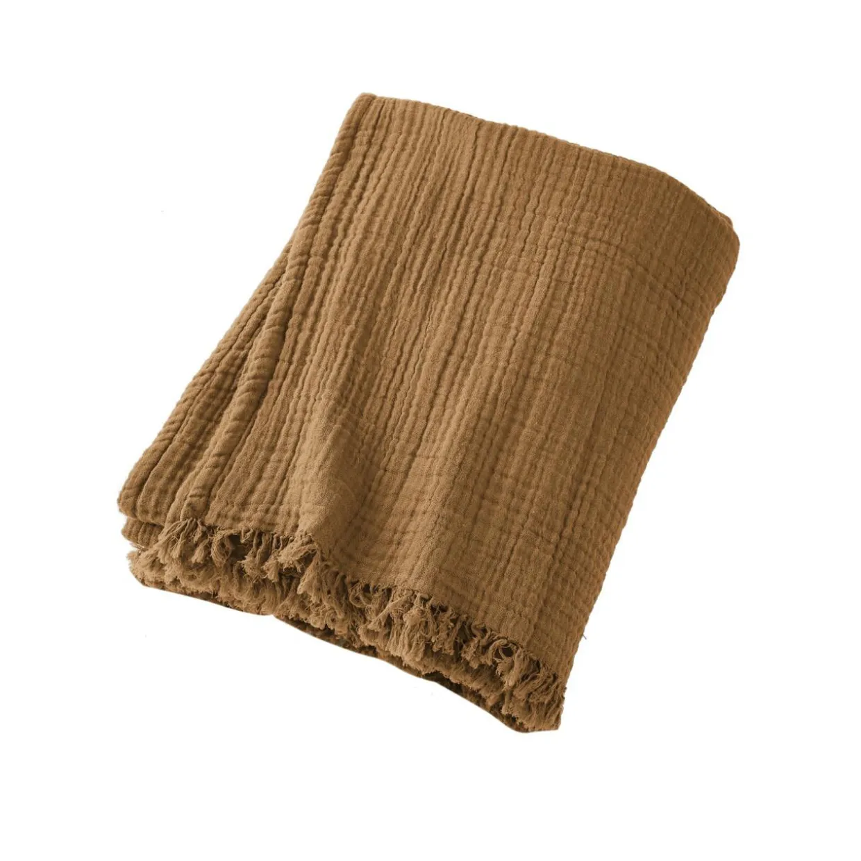 Plaid gaze de coton (130 x 160 cm) Gaïa Camel