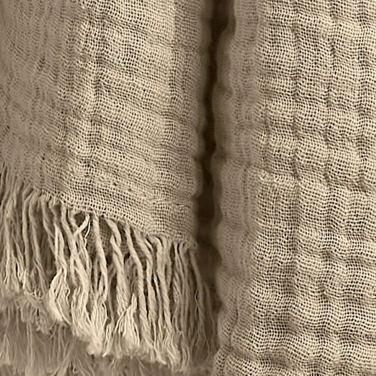 Plaid gaze de coton (180 x 220 cm) Gaïa Ficelle