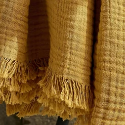 Plaid gaze de coton (180 x 220 cm) Gaïa Jaune safran