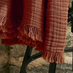 Plaid gaze de coton (180 x 220 cm) Gaïa Terracotta