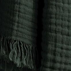 Plaid gaze de coton (180 x 220 cm) Gaïa Vert sapin
