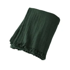 Plaid gaze de coton (130 x 160 cm) Gaïa Vert sapin