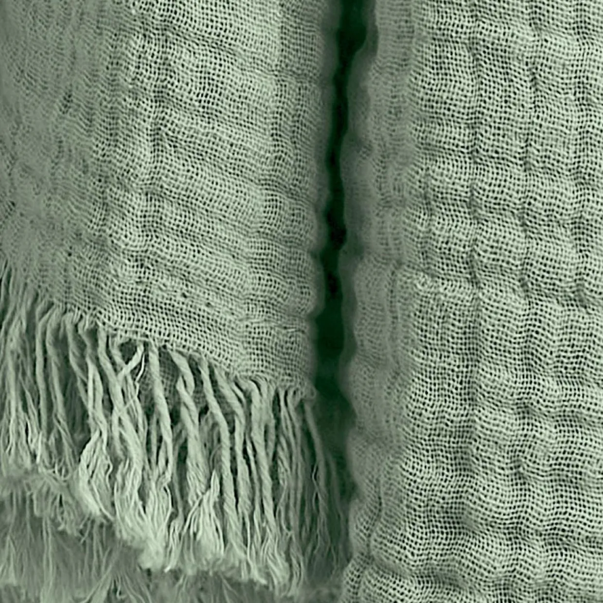 Plaid gaze de coton (130 x 160 cm) Gaïa Vert eucalyptus