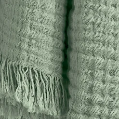 Plaid gaze de coton (180 x 220 cm) Gaïa Vert eucalyptus