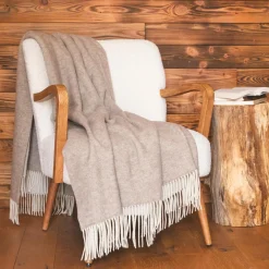 Plaid laine et cachemire (140 x 200 cm) Côme Beige