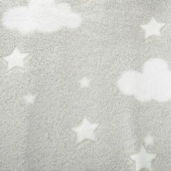 Plaid polaire phosphorescent enfant (125 x 150 cm) Voie lactée Gris clair