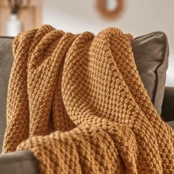 Plaid tricot (125 x 150 cm) Tessa camel