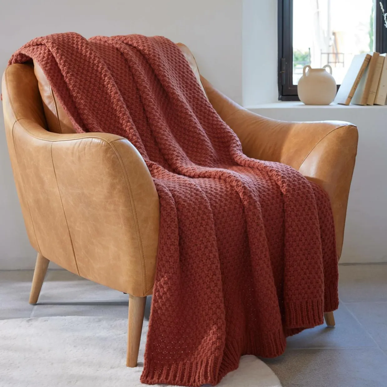 Plaid tricot (125 x 150 cm) Tessa Terracotta