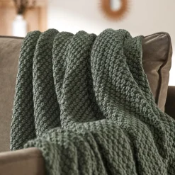 Plaid tricot (125 x 150 cm) Tessa Vert kaki
