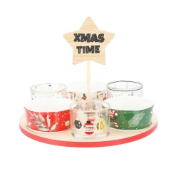 Plateau à tapas et 6 bols (D24 cm) Temps de Noël Multicolore