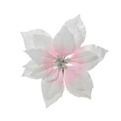 Poinsettia de Noël en polyester (D24 cm) Venezia Blanc