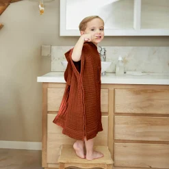 Poncho de bain enfant gaze de coton 2/5 ans Gaïa Terracotta