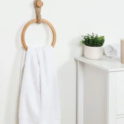 Porte serviette adhésif arrondi (D21 cm) Corde Naturel
