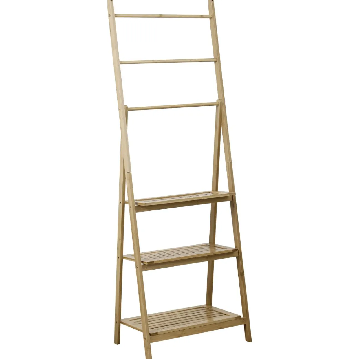 Porte serviette avec tablette de rangement bambou (H152 cm) Hanoï