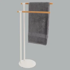 Porte serviette 2 barres (H77 cm) Bambou Blanc