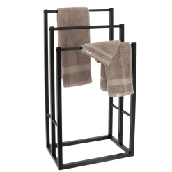 Porte serviette en bambou 3 niveaux (H82 cm) Japandi Noir