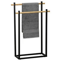 Porte serviette à poser 2 barres (H82 cm) Bambou Noir