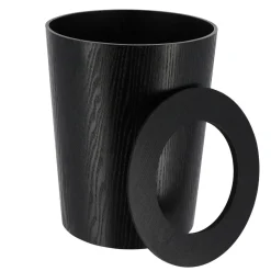 Poubelle salle de bain façon bois Scandi Noir