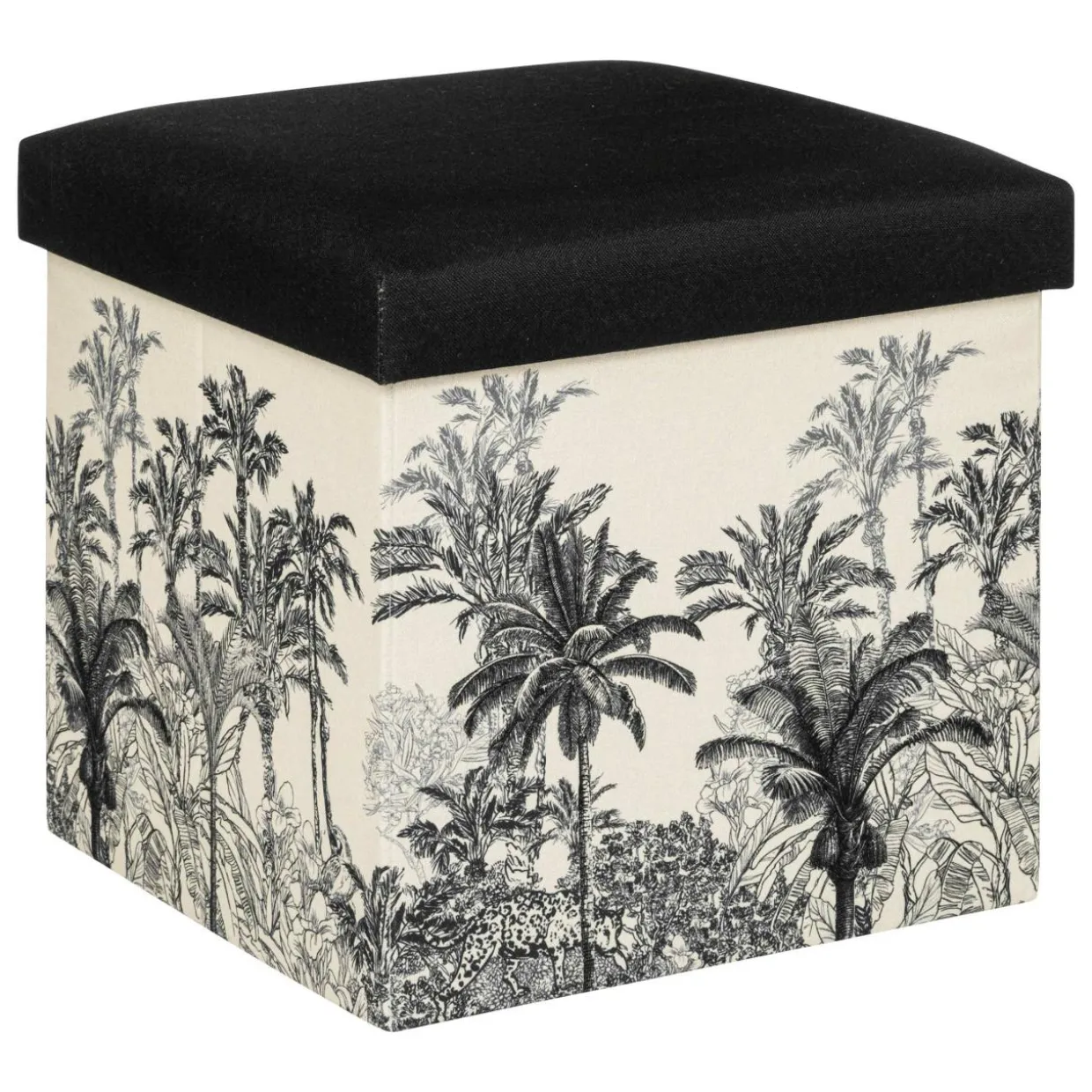Pouf pliant Benicio Noir et Blanc