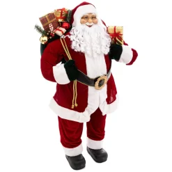 Père Noël déco traditionnel (H124 cm) Velours
