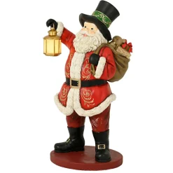 Père Noël Géant sur piles (H166 cm) Klaus et sa lanterne illuminée