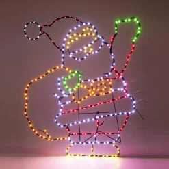Père Noël lumineux 321 LED (H70 cm) Néon effet flash Multicolore