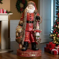 Père Noël traditionnel Géant (H166 cm) Klaus et les cadeaux