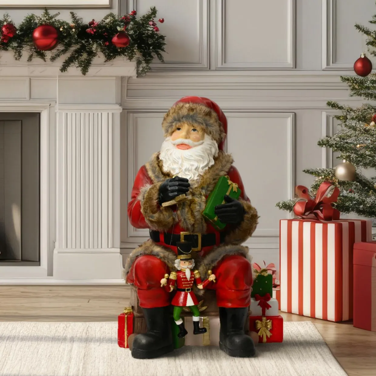 Père Noël traditionnel (H80 cm) Casse-noisette Marionnette