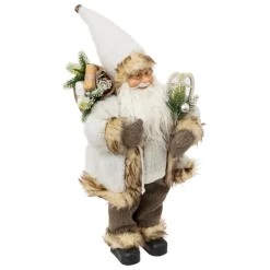 Père Noël traditionnel (H45 cm) Léon en raquette