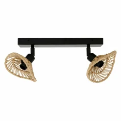 Rampe de spot 2 abat-jours (L32 cm) Ozana Noir et beige