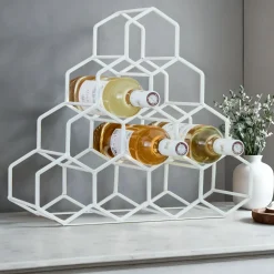 Range-bouteilles métal pyramide (H38 cm) Malo Blanc