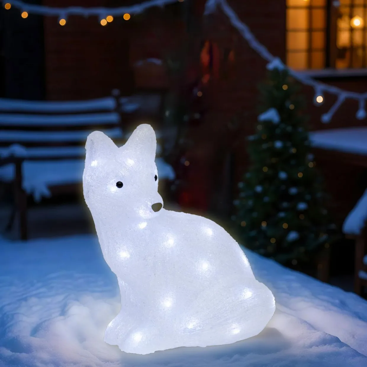 Renard lumineux solaire 40 LED (H40 cm) Yuki Blanc froid