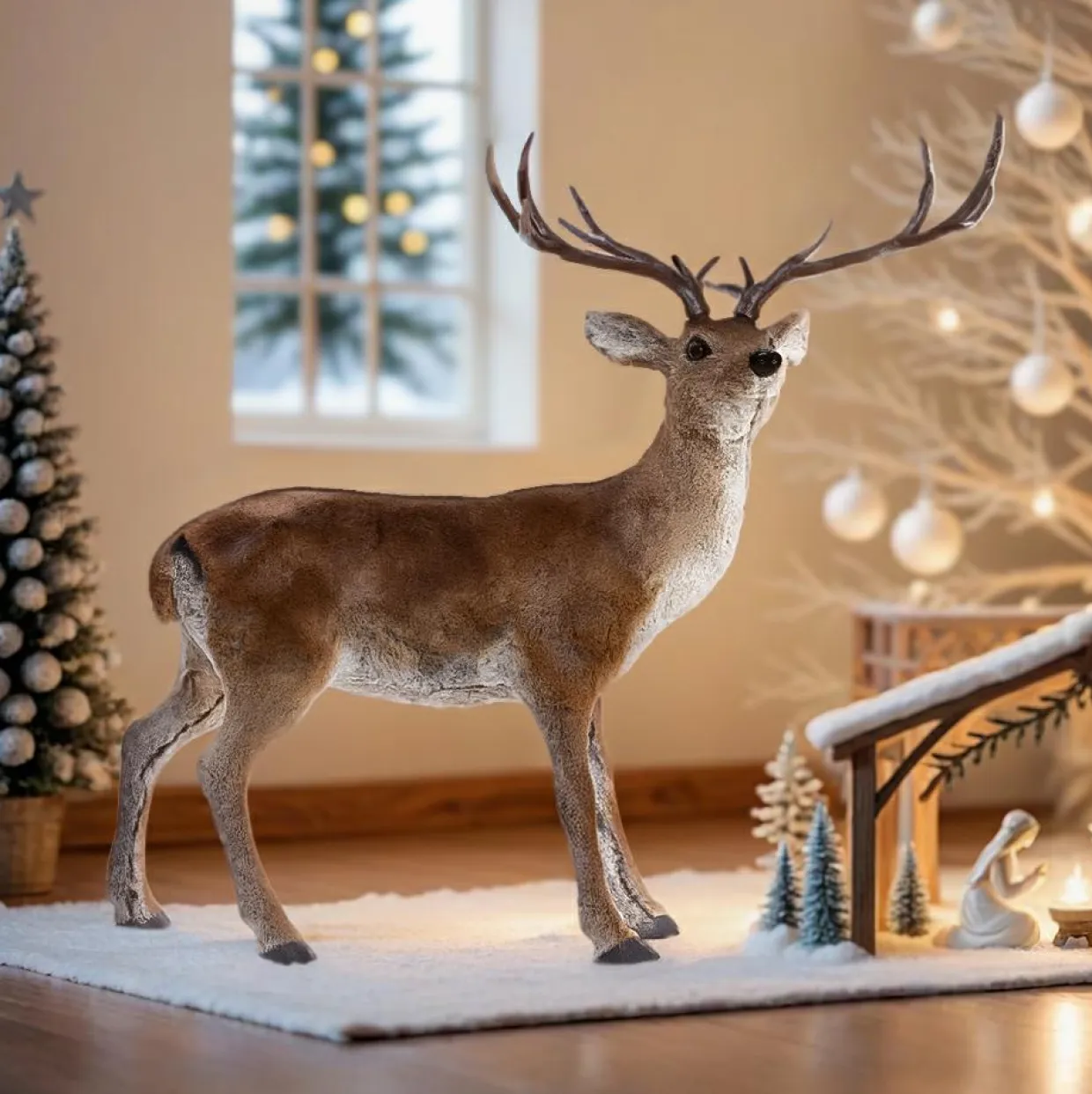Renne de Noël fait main (H92 cm) Hazel Fourrure Naturel
